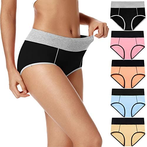 POKARLA Sous-vêtements taille haute en coton pour femme, culotte douce et respirante, culotte extensible à couverture complète, taille régulière et grande (petite)