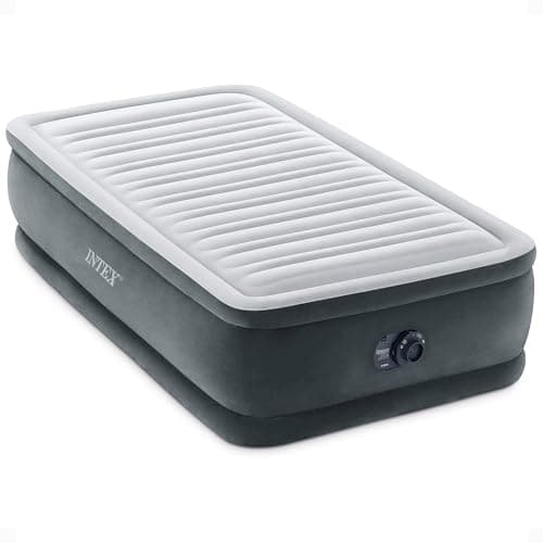 Matelas pneumatique surélevé INTEX 64411ED Dura-Beam Deluxe Comfort-Plush : Fiber-Tech – Taille double – Pompe électrique intégrée – Hauteur du lit 18 pouces – 300 lb...