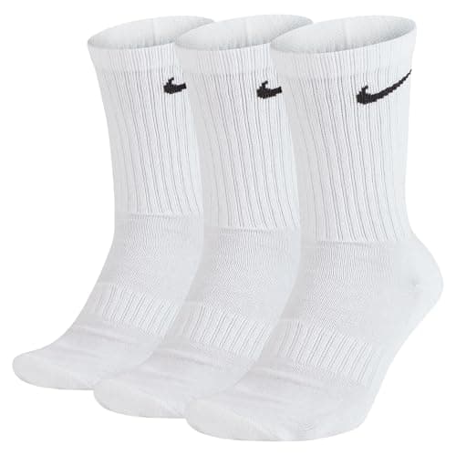 Nike Everyday Cushion Crew Chaussettes d'entraînement unisexes avec technologie anti-transpiration et amorti contre les chocs (3 paires), blanc/noir, taille L