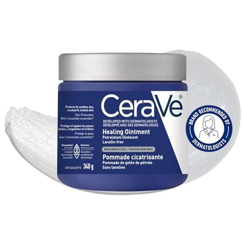 Pommade cicatrisante CeraVe, protecteur hydratant à la vaseline pour peau sèche avec acide hyaluronique et céramides, multi-usages visage, corps et lèvres...
