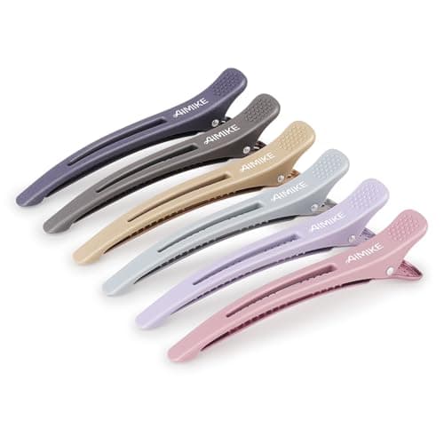 AIMIKE 6 pièces pinces à cheveux professionnelles pour la section de coiffure, pinces à cheveux antidérapantes sans trace de canard avec bande en silicone, cheveux de salon et de maison...