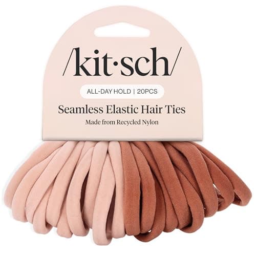 Kitsch Hair Ties No Damage – Élastiques solides, extensibles et sans accrocs | Élastiques pour queue de cheval en nylon doux, élastiques élégants pour les coiffures de tous les jours |...
