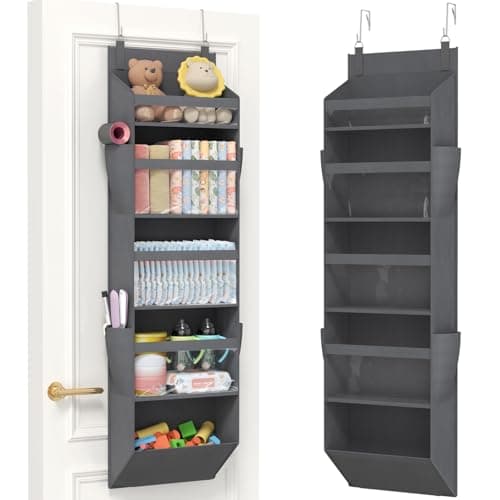 Lifewit 1 paquet d'organisateur de porte, 5 étagères de rangement suspendues à fenêtre transparente avec 4 poches latérales en filet, anti-inclinaison 40 l...