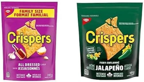 Crispers All Dressed 240g Snack pour la rentrée avec Crispers Jalapeno Sac 145g Snacks pour la rentrée