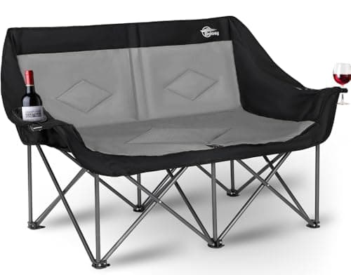 Bolosy 2 personnes chaise de camping causeuse de camping surdimensionnée double chaise de camping pliante canapé de camp robuste causeuse Dou chaises chaise de pelouse de sport...