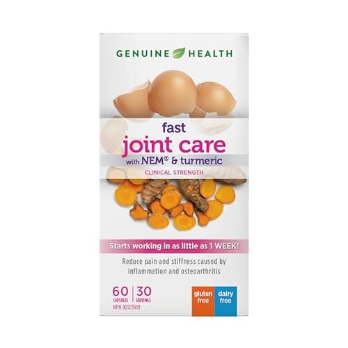 Genuine Health Fast Joint Care, Reduces Joint Pain and Stiffness, with Glucosamine & Chondroitin from Natural Eggshell Membrane (NEM) + Turmeric,...