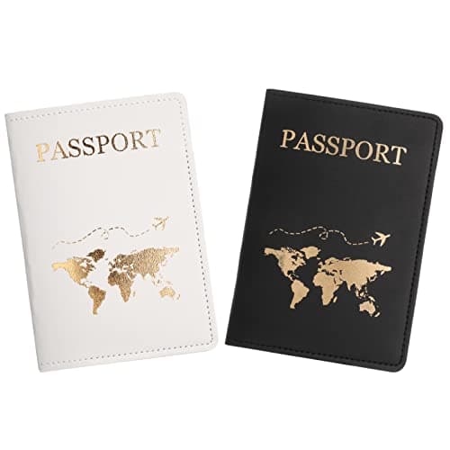 NHALESBG 2 Pcs Passport Holder, PU Leather Passport Cover, Travel Wallet Case Organiser for Passport, Ticket Card, Boarding Passes, Business Cards,...