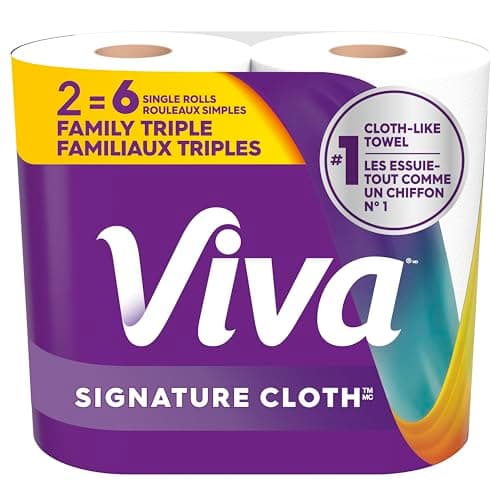 Viva Signature Cloth Paper Towels, 2 Family Triple Rolls =6 Regular Rolls, 141 Sheets per roll, No.1 Cloth-Like Towels