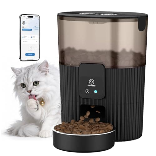 PAPIFEED Mangeoire automatique pour chat avec contrôle APP, Mangeoire intelligente pour animaux de compagnie WiFi 2,4 G, Distributeur automatique de nourriture sèche chronométrée de 3,5 L, Bol en acier inoxydable détachable pour...