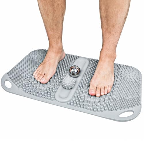 Tapis d'acupression de massage des pieds FREATECH avec balles de massage, tapis de réflexologie zoné pour soulager les douleurs des pieds et la fasciite plantaire, silicone de qualité alimentaire...