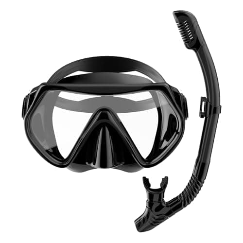 Équipement de plongée en apnée pour adultes, ensemble de tuba à dessus sec, masque de plongée sous-marine, vue panoramique à 180 °, équipement de plongée en apnée professionnel, respiration libre, tuba...