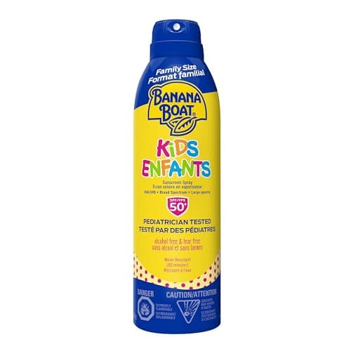 Banana Boat Kids Spray solaire transparent sans déchirures, Spf 50+, protection à large spectre, format économique, 226 g, 226 g