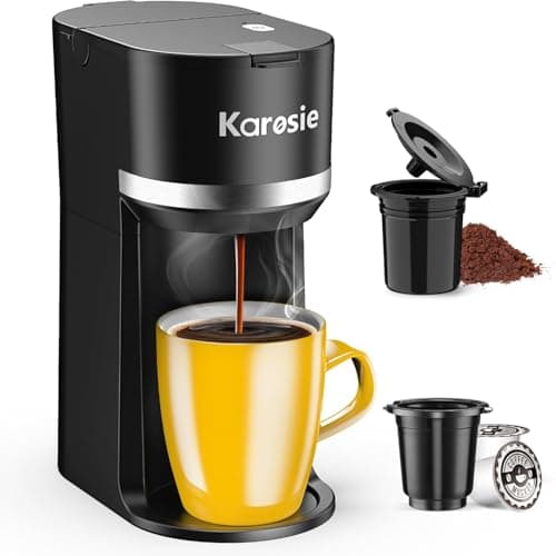Cafetière à portion unique pour K-Cup et café moulu, infusion rapide, tailles d'infusion de 6 à 12 oz Machine à café à une tasse pour tasses de 5,5", petite...
