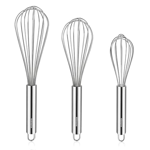 Ensemble de fouets en acier inoxydable NileHome 8", 10", 12", fouet de cuisine, fouet à ballon, fouet de cuisine, fouets métalliques pour cuisiner, fouetter, mélanger, battre,...