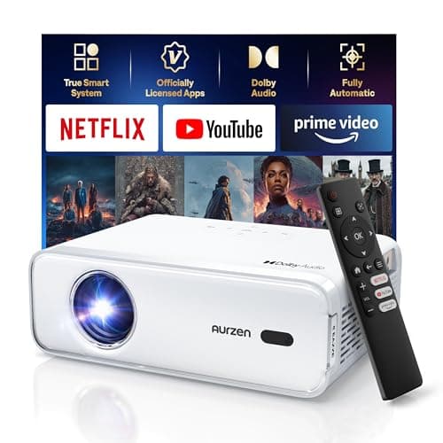 Netflix-Officially Projector, Aurzen Eazze D1 4K Supported Smart Projector with HDR10, DoIby Audio, Auto Focus, WiFi Bluetooth Portable Projecteur...