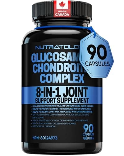 Nutratology Glucosamine Joint Supplement with Chondroitin, MSM & Turmeric | Canadian-Made | Joint Pain Relief Supplements - 1500MG Glucosamine -...