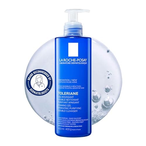La Roche Posay Nettoyant Double Visage, Gel Moussant Hydratant Purifiant Toleriane, élimine le maquillage et les impuretés, avec de la niacinamide et des acides aminés,...