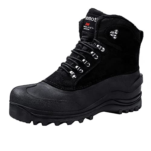 riemot Mens Womens Snow Boots Waterproof Warm Fur Lined Winter Boots for Outdoor Hiking Anti-Slip Ankle Snow Shoes Black EU 39