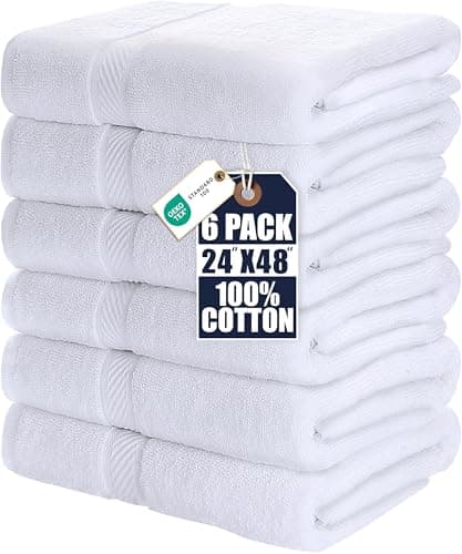 Utopia Towels 6 serviettes de bain moyennes, 24 x 48 pouces, serviettes 100 % coton pour piscine, spa, salle de sport, séchage rapide et absorption...
