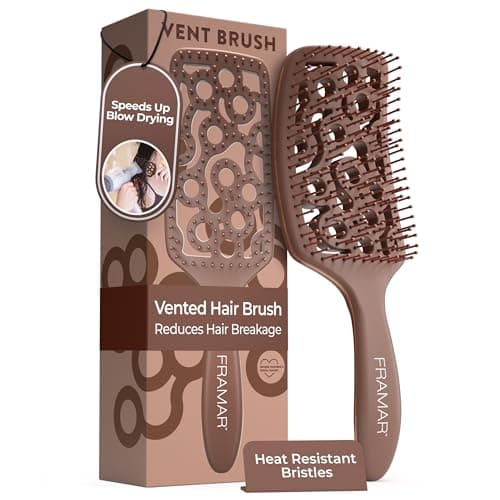 Brosse à cheveux mouillée professionnelle FRAMAR - Brosse à cheveux ventilée pour femme, Brosse démêlante pour cheveux courbés, Brosse brushing, Sèche-brosse à cheveux, Brosse à Cheveux,...