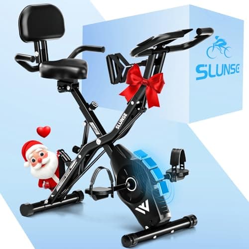 Exercise Bike, SLUNSE FITNESS 5-in-1 Stationary Bike For Home Workout, Foldable Exercise Bike With 16 Levels Adjustable Magnetic Resistance,10DB...