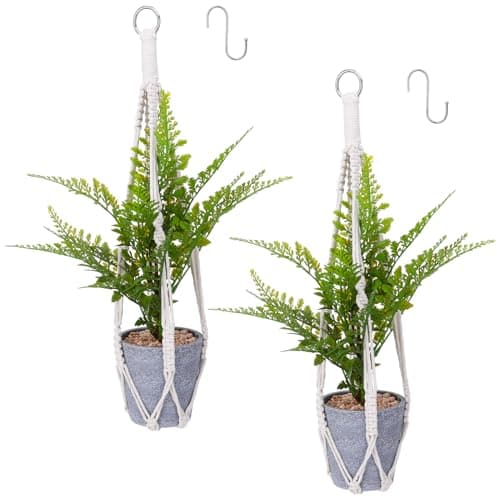 Guiqulai 2 Packs Macrame Plant Hanger, Plant Hangers with Hooks Hanging Planter for Indoor Plants, Cotton Rope Macrame Plant Hangers for Indoor...