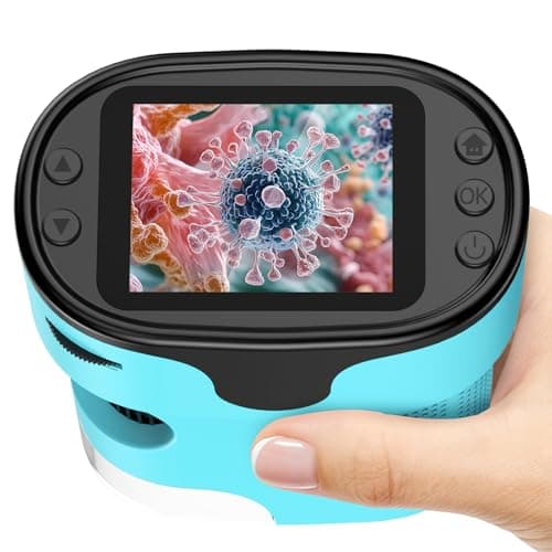 1000X Pocket Microscope for Kids - 4K 2.0" Screen, Digital Mini Scope with Slides Kit, Rechargeable Lab Handheld Portable Microscopes for Kids 4-12...
