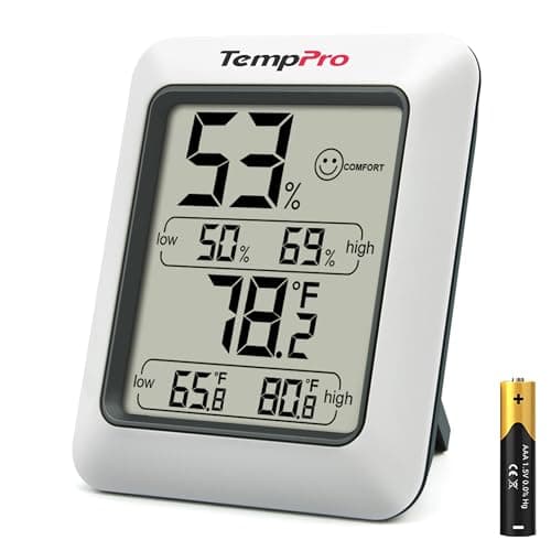 Thermomètre d'intérieur à hygromètre numérique TempPro TP50 avec enregistrements max/min, thermomètre d'ambiance et moniteur d'humidité avec grand écran LCD (auparavant...