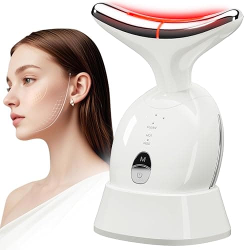 Appareil de thérapie par la lumière rouge pour le visage, outil de massage du visage à LED 7 couleurs pour le lifting et le raffermissement de la peau, masseur facial du cou à 3 modes pour les soins de la peau avec...