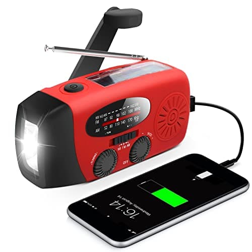 Emergency Hand Crank Radio with LED Flashlight for Emergency, AM/FM NOAA Portable Weather Radio with 2000mAh Power Bank Phone Charger, USB Charged...