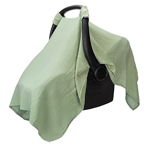 Housse de siège d'auto pour bébé Comfy Cubs - Mélange doux de rayonne de bambou et de mousseline de coton - Auvent léger et respirant pour le confort et la protection solaire - Grand...