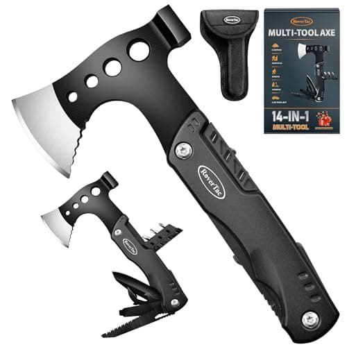 RoverTac Multi Tool Camping Axe Hatchet 11-in-1 Multitool Camping Gear Survival Tool with Axe Knife Hammer Saw Bottle Can Opener Screwdrivers Nylon...