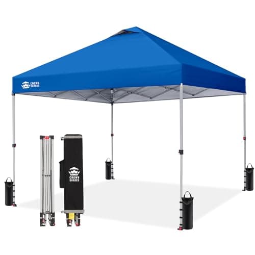 Crown Shades 10x10 Pop Up Canopy Tent with One Push Setup - Easy Outdoor Canopy Tent for Events, Parties, Camping - Gazebo Tent with STO-N-Go Cover...