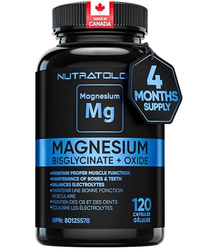 Magnesium Bisglycinate + Oxide | Canadian-Made | Relaxes Muscles, Improves Sleep Quality, Maintains Proper Muscle Functions & Enhances Bone Density...