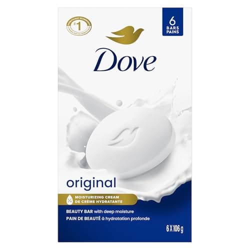 Dove Beauty Bar Nettoyant doux pour la peau hydratant pour des soins doux et doux de la peau Original fabriqué avec 1/4 de crème hydratante 106 g (paquet de 6 barres)