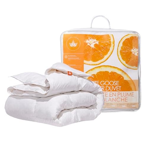 Canadian Down & Feather Co. – Couette toutes saisons en plumes d'oie blanche Queen size – Coque 233 fils 100 % coton – Certifié Oeko TEX