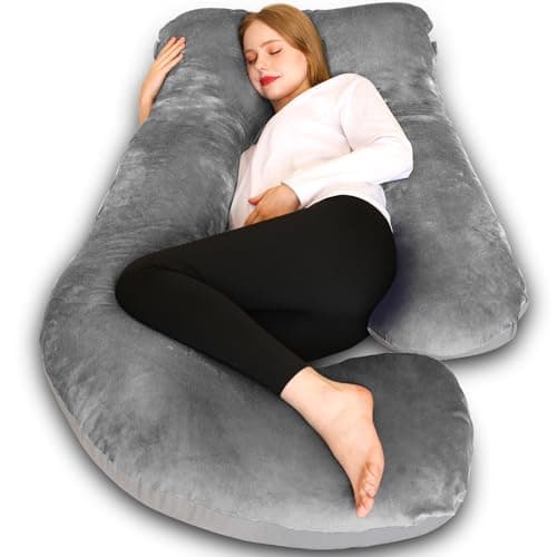 Chilling Home 59 inch Pregnancy Pillow for Sleeping, Full Body Pillow for Adults, Maternity Pillow with Velvet Cover(Dark Grey)