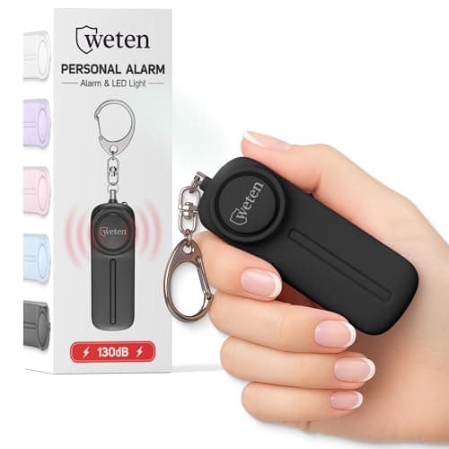 Porte-clés d'alarme de sécurité personnelle Weten - Sirène 130 dB, lumière LED, broche anti-panique - Dispositif d'autodéfense compact et alternative au sifflet d'urgence pour les femmes,...