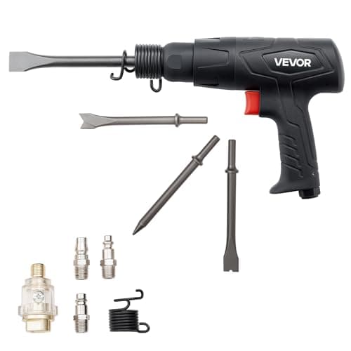 VEVOR Air Hammer, 2500-2700BPM Pneumatic Hammer with 2.76-inch Stroke & 4PCS 6.7" Long Barrel Chisels, Pistol-Grip Compact Air Chisel Pneumatic...