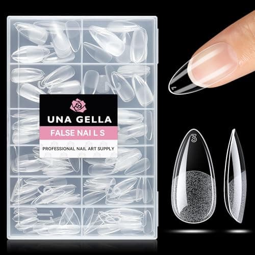UNA GELLA Almond Nail Tips 216pcs Medium Almond Press on Nails Pre-Shape Gel Fake Nails for Full Cover Acrylic French False Nails for Nail...