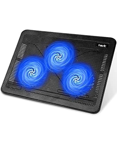HAVIT HV-F2056 15-17 Inch Laptop Cooler Cooling Pad - Slim Portable USB Powered (3 Fans)(Black+Blue)