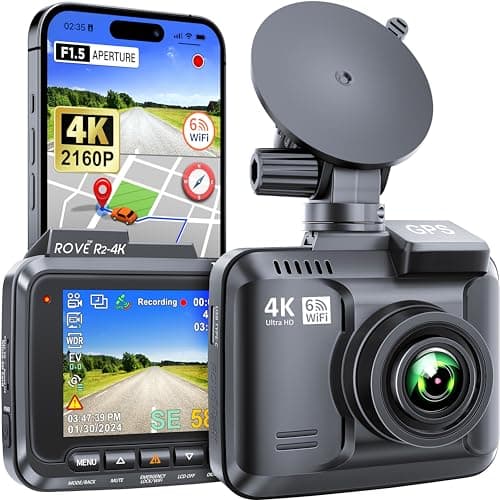 Rove R2-4K Dash Cam Enregistreur de caméra de tableau de bord de voiture GPS WiFi intégré avec UHD 2160P, LCD 2,4", grand angle 150°, WDR, vision nocturne