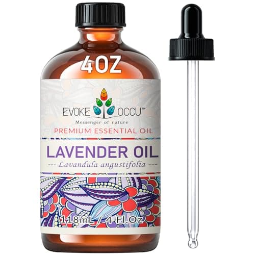 EVOKE OCCU Huile essentielle de lavande, 100 % pure, aide à la relaxation, soin des cheveux, désodorisant naturel pour la lessive/la maison, sans danger pour les diffuseurs et le bricolage – 118 ml