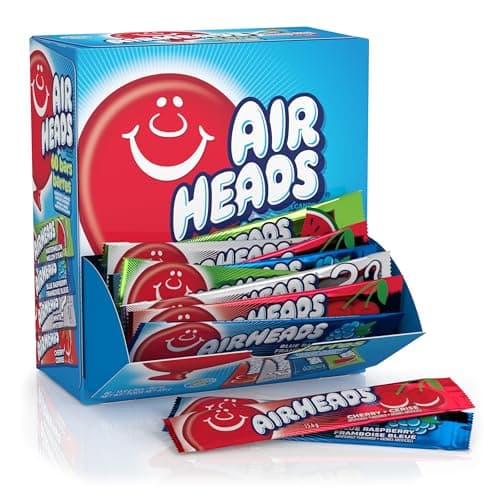 Airheads, Bonbons assortis à alimentation par gravité - Boîte de 60 barres emballées individuellement, 15,6 g par barre