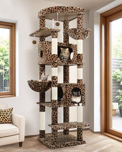 Globlazer Large Cat Tree Tower for Indoor Cats, 74inch Tall Cat Tree for Large Cats Adult with 5 Scratching Posts, 2 Spacious Condo Houses, 2 Big...