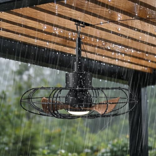 NACATIN Outdoor Ceiling Fan with Lights, Remote, Wall Switch Control, IP55 Waterproof Ceiling Fans with Lights and Remote, 3 Color Temperatures:...