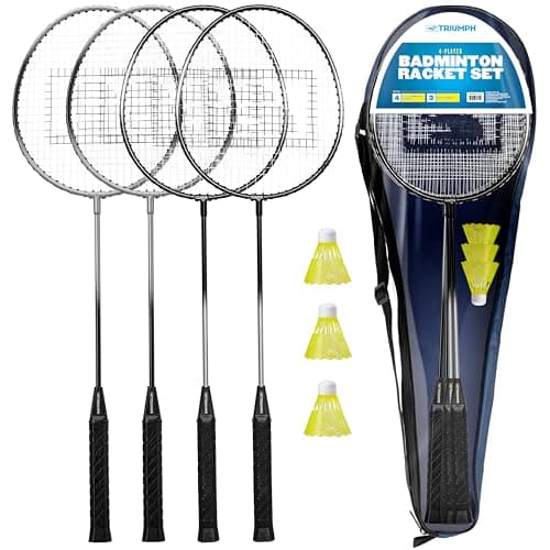 Triumph Sports 4-Player Badminton Set with 4 Rackets, 3 Shuttlecocks and 1 Carry Case, Black (35-7119-2)