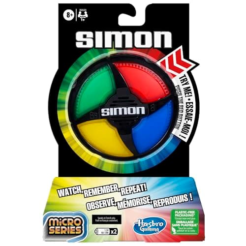 Simon Micro Series Electronic Game for 1 or More Players, Classic Simon Gameplay in a Compact Size, Fun Party Game for Kids Ages 8+ (English &...