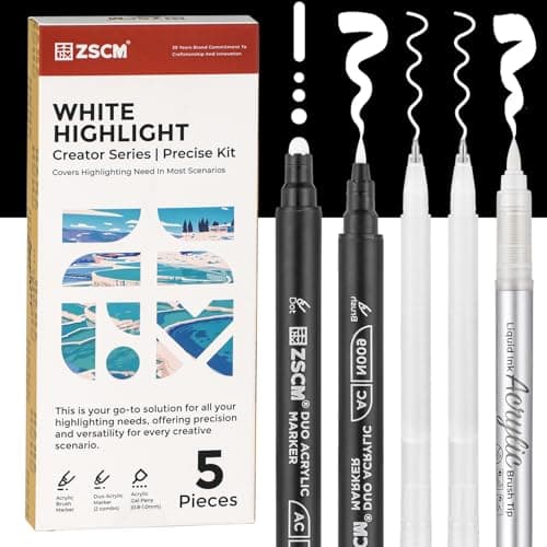 Stylos à gel acrylique blanc 5 couleurs pour le dessin, stylo à encre acrylique à pointe fine de 1 mm, stylos à encre d'archives opaques pour dessin sur papier noir, croquis,...