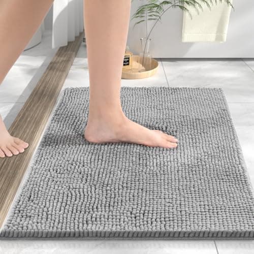 Tapis de bain HITSLAM Chenille, tapis de salle de bain antidérapant, tapis de bain super absorbants pour salle de bain, tapis de bain à séchage rapide, machine...